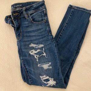 American eagle ripped/patched jeans